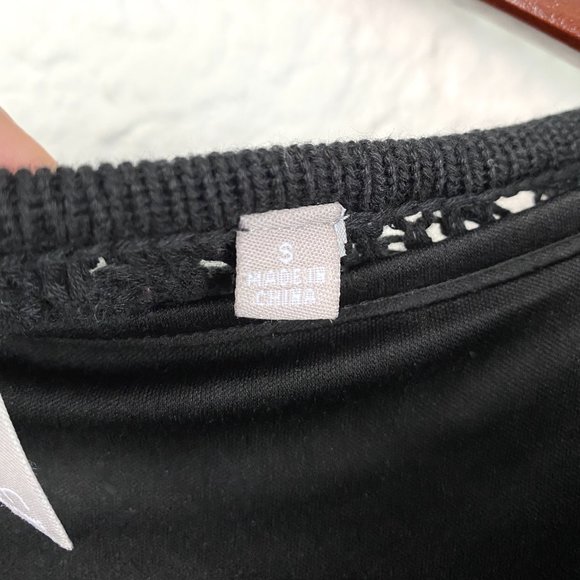 Boho Crochet Dress | Black Cotton Long Top or Short Dress - Picture 2 of 8